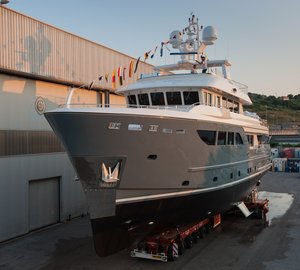 All-New Darwin Class 107 Explorer Motor Yacht STORM splashes at Cantiere delle Marche