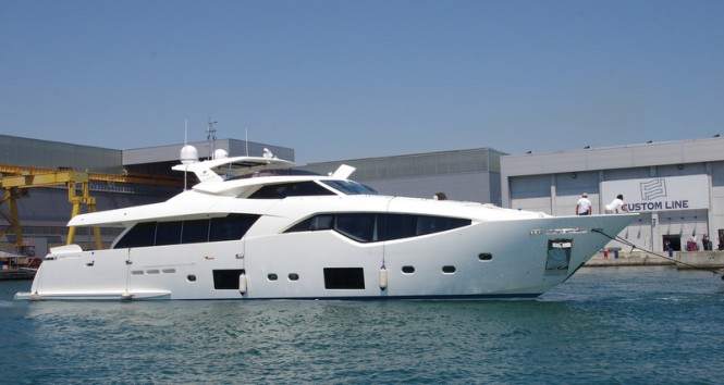 First Custom Line 108' superyacht on the water