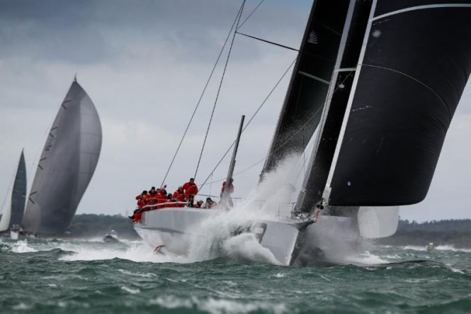 George David's 88ft maxi yacht Rambler 88 sped through the entire fleet in the race on Day 2 - Photo by Paul Wyeth pwpictures.com