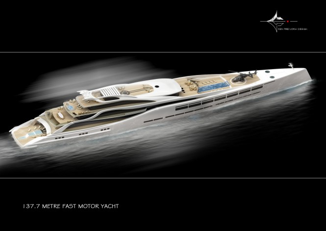 Luxury motor yacht WWW concept from above