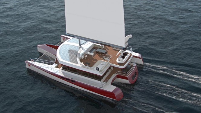 Luxury sailing trimaran DRAGONSHIP 25 from above