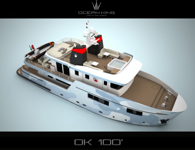 Ocean King 100 superyacht from above