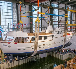 Christening of newly restored 1969 FEADSHIP Motor Yacht MONARA (ex Olympia)