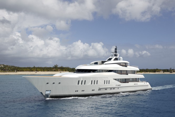 Rendering of FEADSHIP super yacht Hull 809 shared by Dutchmegayachts