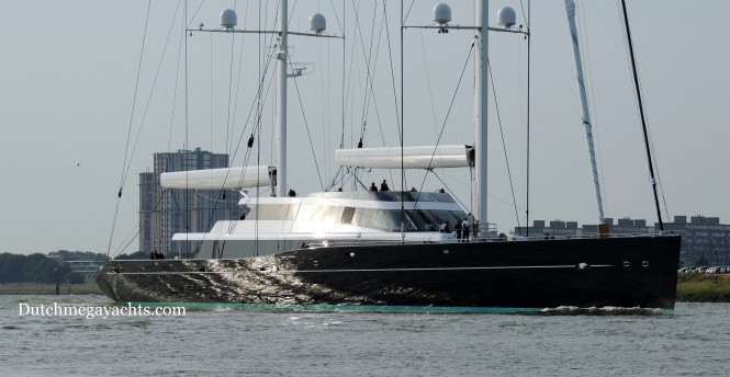 Sailing superyacht Aquijo on the New Waterway near Rotterdam - Image by Dutchmegayachts