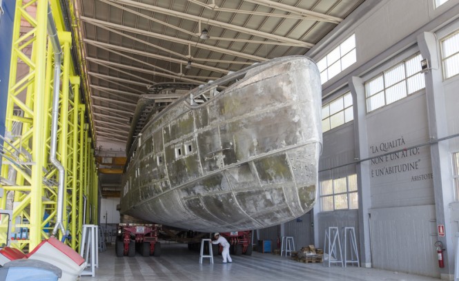 Super yacht DYNAMIQ D4 ready for outfitting
