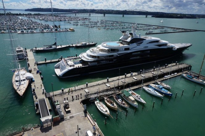134m super yacht SERENE docked in Auckland’s Silo Marina