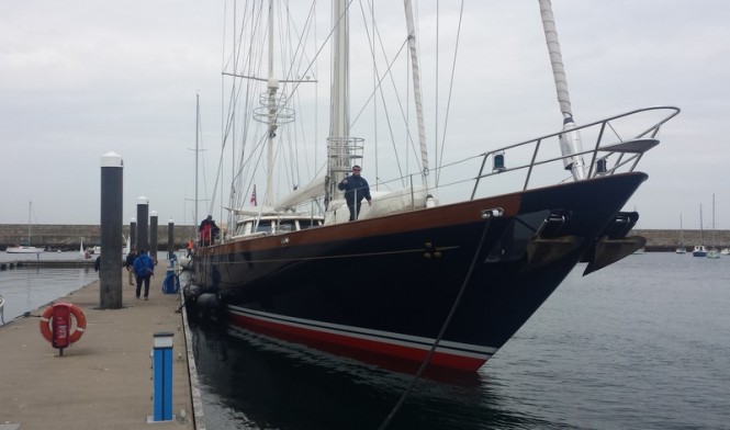 40m Royal Huisman sailing yacht Anakena at Dun Laoghaire Marina in Dublin
