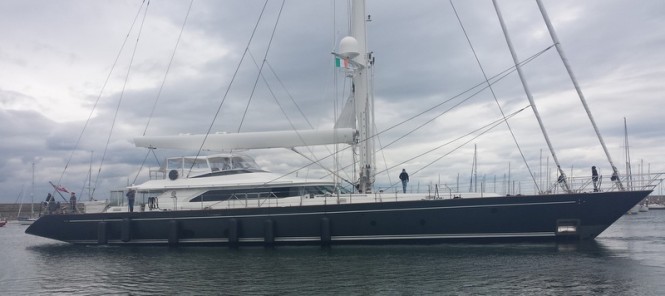45m Perini Navi super yacht Clan VIII at Dun Laoghaire Marina in Dublin 