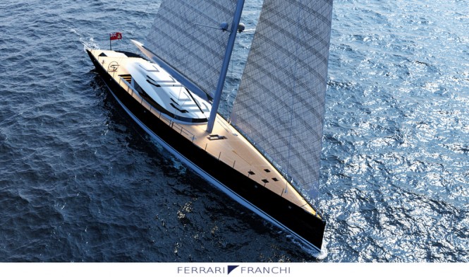 50m Ferrari Franchi luxury yacht concept from above