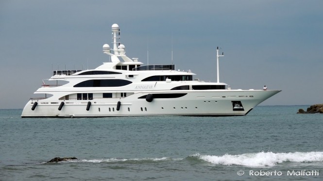 56m Benetti superyacht ANNAEVA (ex Lady Sheila) in Livorno, Italy - Photo by Roberto Malfatti
