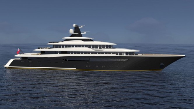 87m mega yacht ARAGONESE concept - side view