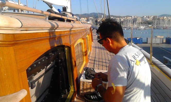 Absolute Boat Care team working on ELFJE Yacht