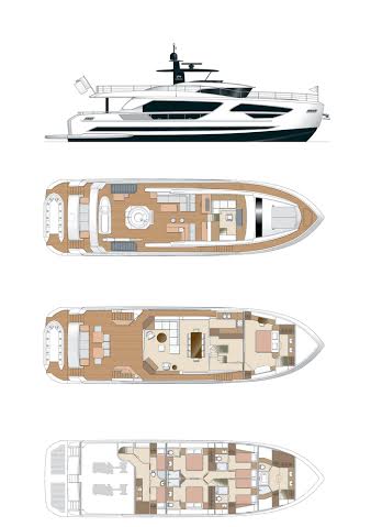 Horizon FD85 Yacht - Layouts