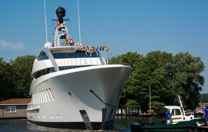 Luxury motor yacht HALO at launch