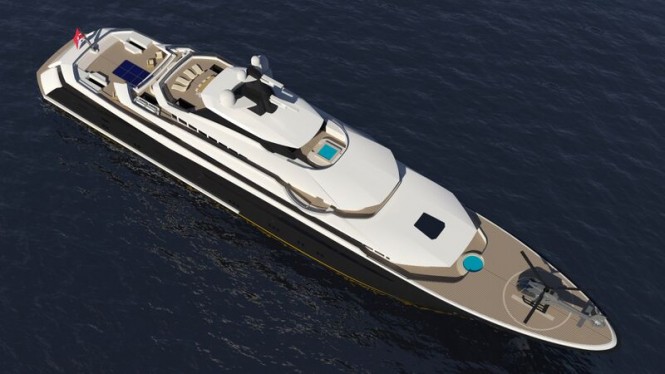 Luxury yacht ARAGONESE concept from above