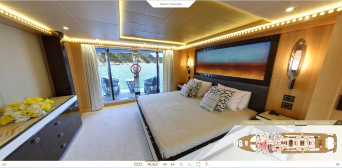 Luxury yacht Majesty 155 virtual tour - Owners Stateroom