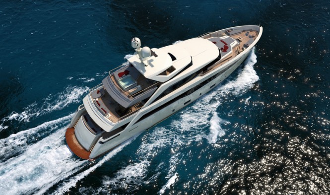 Luxury yacht SERENITY from above