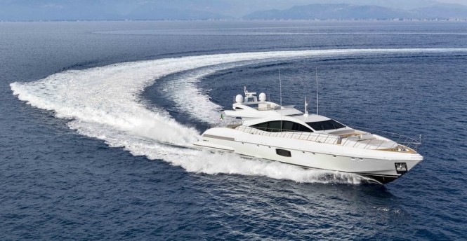 Mangusta 110 Superyacht Hull #2 underway - Photo credit to Overmarine Group