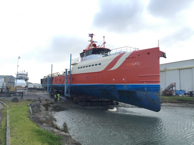 Oceania Marine, North Shipyard – Damen Axe Bow on Haulout Cradle