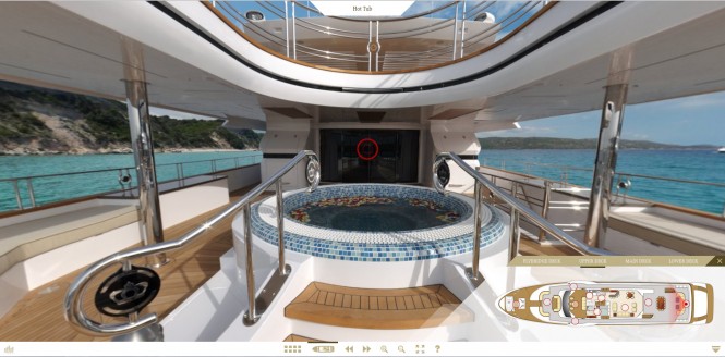 Screen shot of superyacht Majesty 155 virtual tour - Jacuzzi