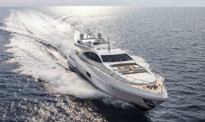 Second Mangusta 110 Yacht at full speed - Photo credit to Overmarine Group