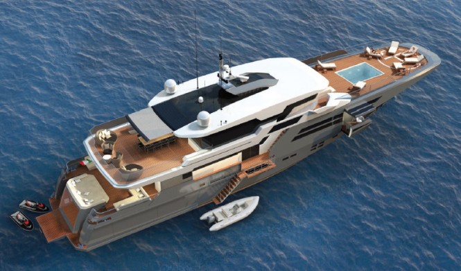 Superyacht Explorer 40M Wide Bow from above