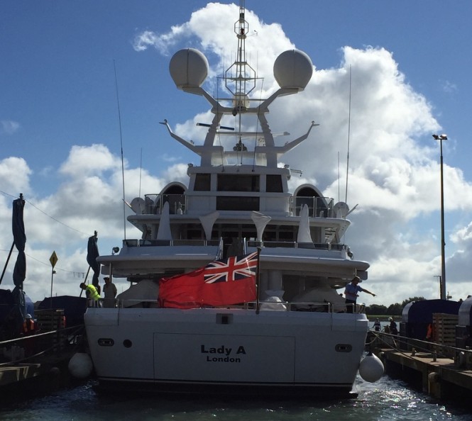 55m motor yacht Lady A at Burgess Marine
