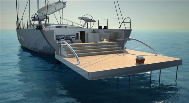 35m Dubois super stern yacht design - aft view