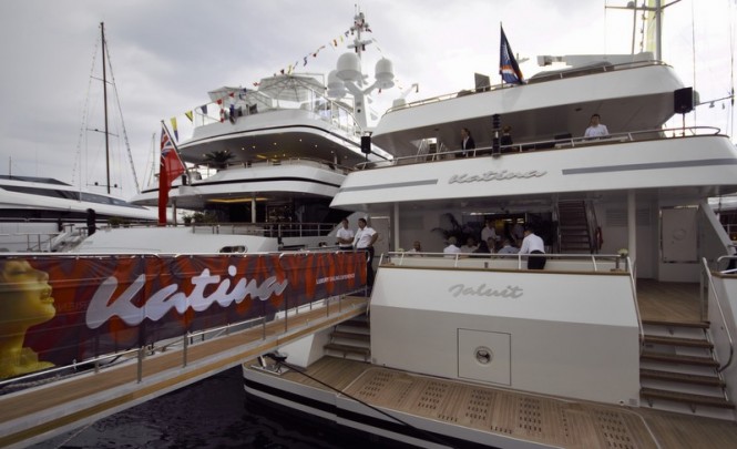 60m Brodosplit superyacht KATINA on display at the Monaco Yacht Show 2015