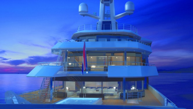 90m DAMEN SeaXplorer yacht - aft view