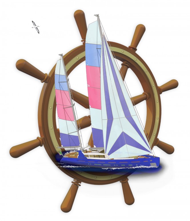 Artistic impression of the 43m sailing superyacht Project Blue concept