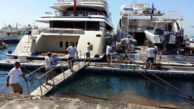 Benoa Harbor in Indonesia - loading superyacht
