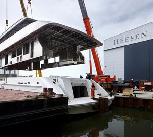 Hull and superstructure of New Heesen YN 17755 Motor Yacht ALIDA joined together
