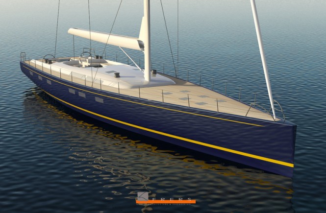Luxury sailing yacht Hull 1012 currently under construction at Yachting Developments to feature Stratis Sail Art sails