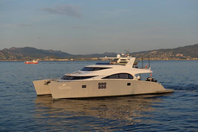 Luxury yacht Blue Belly during her sea trials
