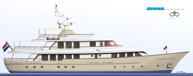 Motor yacht YN250 by Hakvoort and Diana Yacht Design at launch