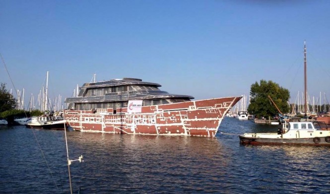 New Hakvoort YN250 superyacht in Monnickendam - Photo by Hakvoort Shipyard