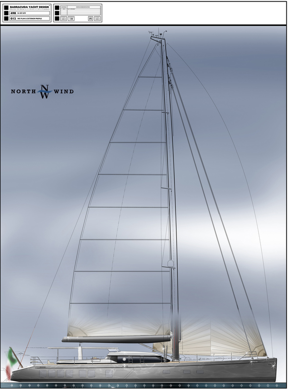North Wind 100 yacht concept - Rig Plan - Exterior Profile