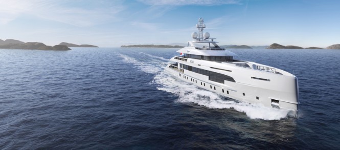 Rendering of 50m Heesen Yacht NOVA underway