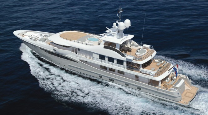 Rendering of 55m superyacht AMELS 180 underway