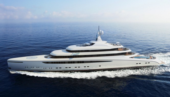Super yacht RADIANCE concept underway - side view