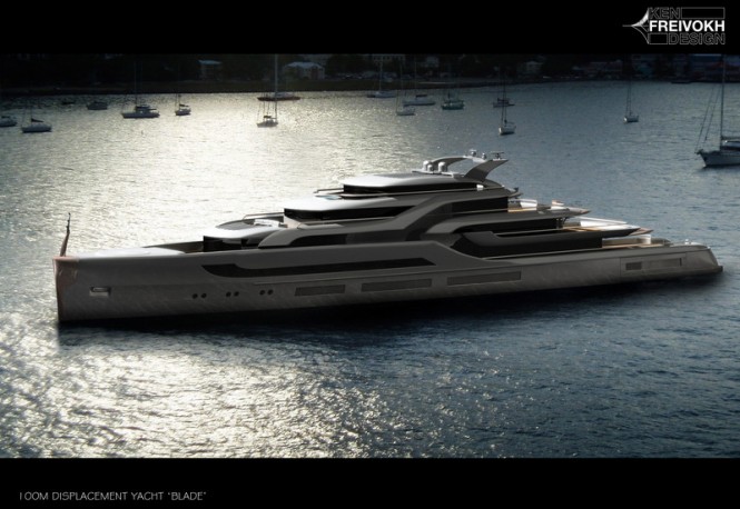 100m mega yacht BLADE concept by Ken Freivokh Design