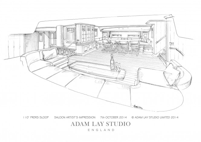 110' Frers Yacht Hull 1012 - Saloon