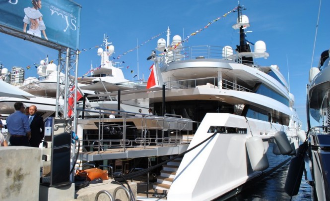 69m superyacht SUERTE by Tankoa Yachts at MYS 2015 - Photo by Peter Franklin