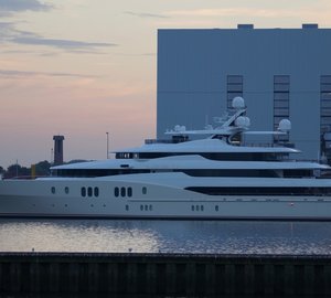 Mighty 78m Abeking & Rasmussen Motor Yacht EMINENCE spotted at her home yard