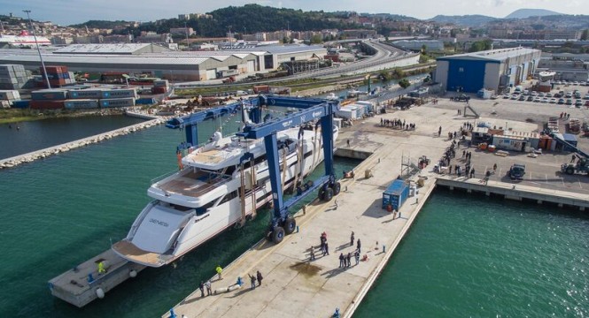 GENESI superyacht hitting the water
