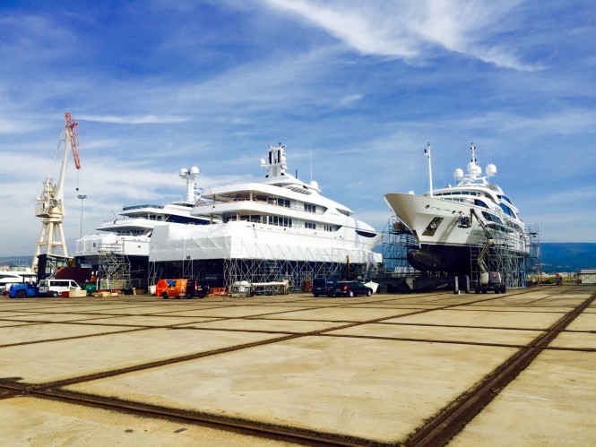 Luxury Superyachts being coated by Zytexx - Image credit to Zytexx