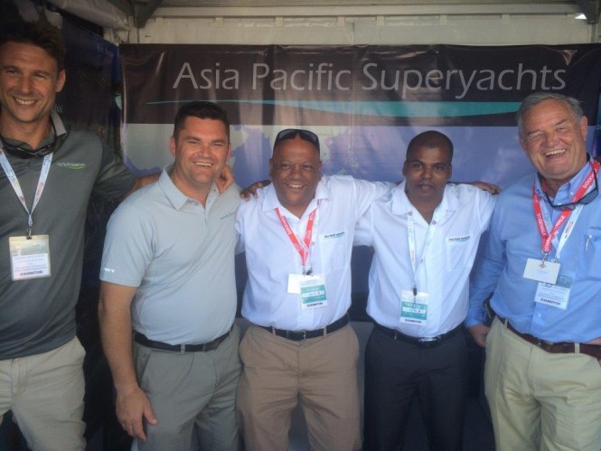 Monaco Yacht Show 2015 APS agents enjoy Stand time - Photo by Asia Pacific Superyachts