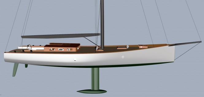 Rendering of the new 22m sailing yacht Botin 22 under construction at Brooklin Boat Yard